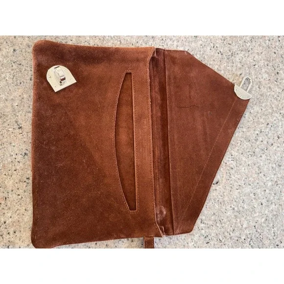 TheJ Peterman company Made In KentuckyBrown Suede Clutch Handbag